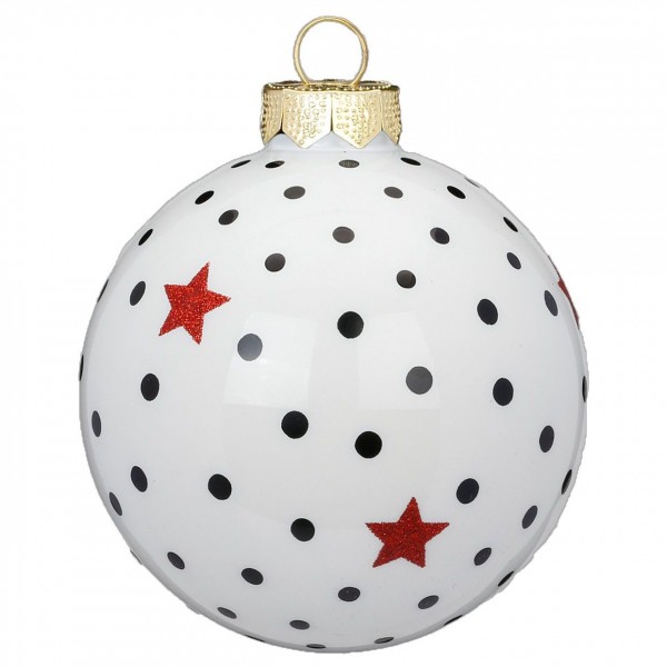 Weihnachtskugel "Punkte" weiß