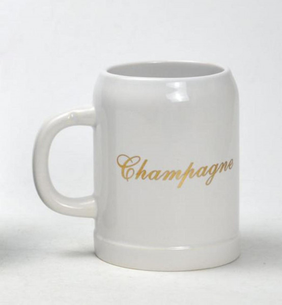 Steingut-Krug Champagner, Weiß