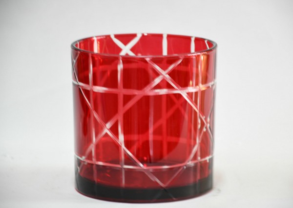 Glas Teelicht "Cut" rot